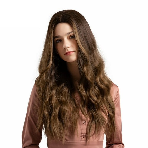 Beauty Clearance Under $15 Synthetic Wigs For Women Natural Loose Wave Hair 26 Inch Brown Long Wigs Brown