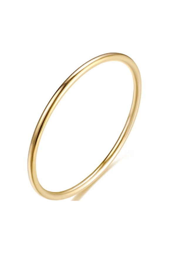 Beauty Clearance Under $15 Temperament Versatile 1Mm Thin Titanium Steel Ring Female Fashion Plain Ring Tail Ring Jewelry Gold 10