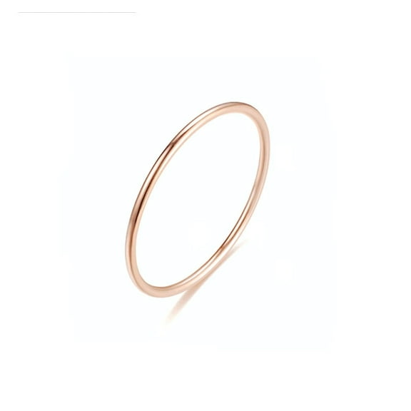 Beauty Under $15 Temperament Versatile 1Mm Thin Titanium Steel Ring Female Fashion Plain Ring Tail Ring Jewelry Rose Gold 9
