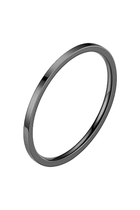 Beauty Under $15 Temperament Versatile 2Mm Thin Titanium Steel Ring Female Fashion Plain Ring Tail Ring Jewelry Black 6