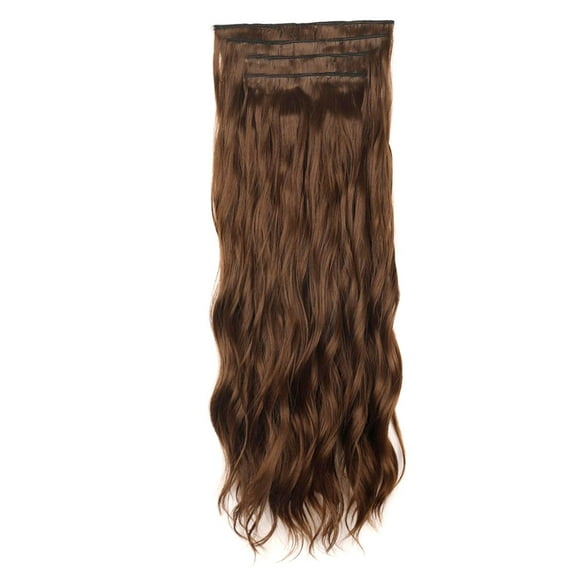 Beauty Clearance Under $15 Women'S Long Curly Hair Fake Water Ripple Curly Hair Four-Piece Set Of Chemical Fiber Hair Extensions Brown