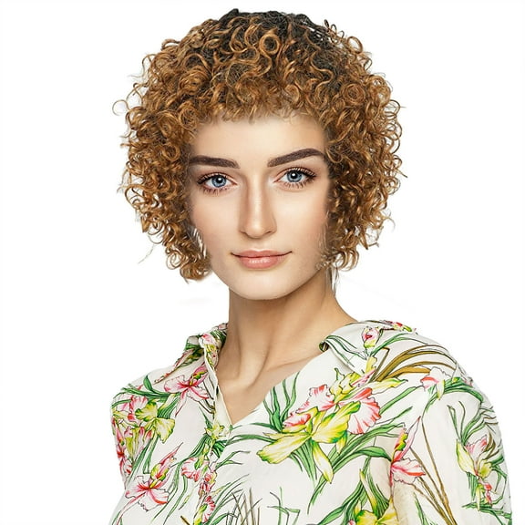 Beauty Under $15 Yellow Women Natural Sexy Short Wavy Curly Synthetic Wig Fsahion Parting Wigs Multicolor