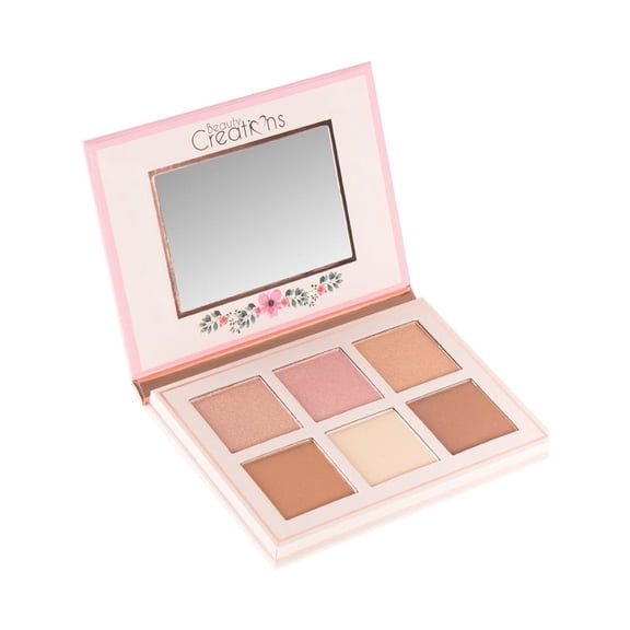 Beauty Creations - Floral Bloom Highlight and Contour Palette, 6 Shades, Highlighter and Bronzer Kit with Mirror