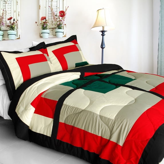 Beauty Demi Quilted Patchwork Down Alternative Comforter Set-Twin