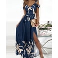 thumbnail image 1 of Beauty Dress Printed V-Neck Temperament Sleeveless Sexy Split Dress, 1 of 3