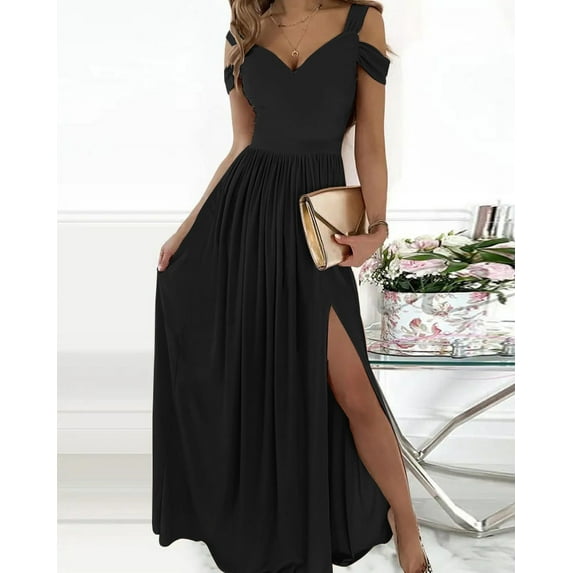 Beauty Dress Printed V-Neck Temperament Sleeveless Sexy Split Dress