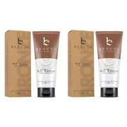 Beauty by Earth Self Tanner - Made with Organic Aloe Vera & Shea Butter, Sunless Tanning Lotion and Bronzer Buildable Light, Medium or Dark Tan for Natural Looking Fake Tan (2 Tube)