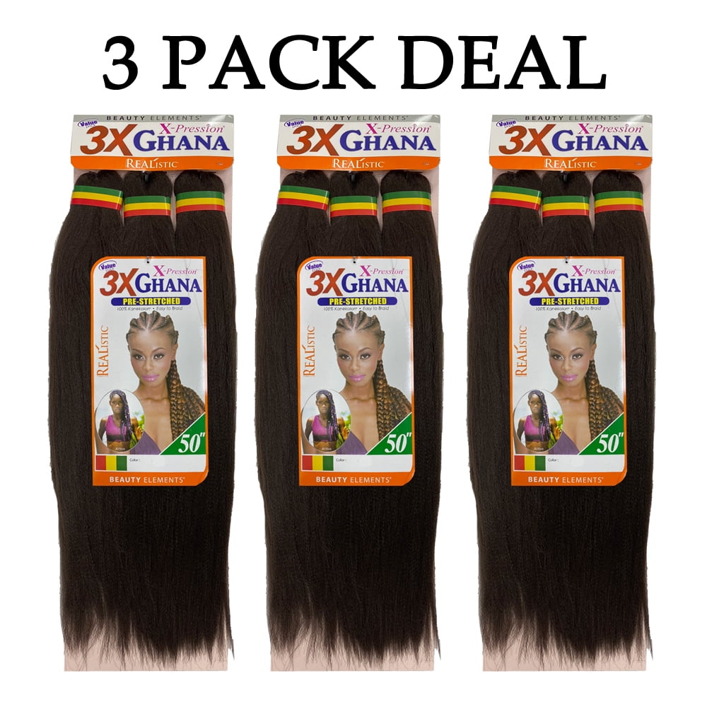Beauty Elements 3x Ghana Braid Kanekalon Jumbo Braid Pre Stretched X  Pression Hair 3x 50” ( #27 Honey 3 Packs ) 