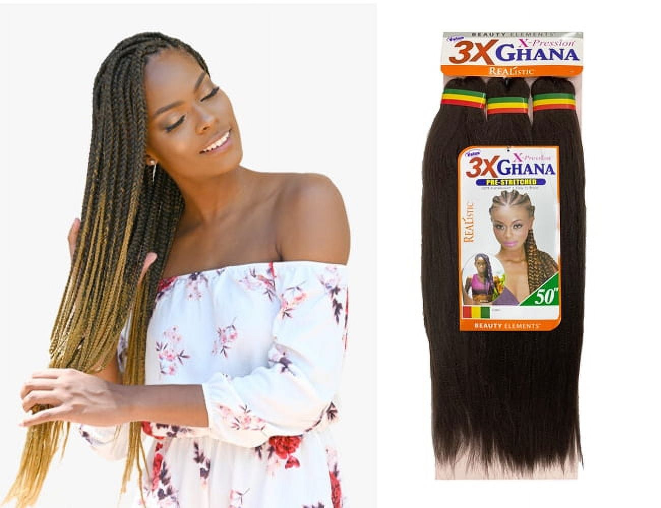 Beauty Elements 3x Ghana Braid Kanekalon Jumbo Braid Pre Stretched
