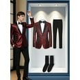 thumbnail image 1 of Beauty-Emily Men's 2-Piece Jacquard Tuxedo Set, Shawl Collar One-Button Jacket, Black Pants,  socks, for Wedding, Business, Party, Banquet, Prom, Formal Events, Graduation, 1 of 7
