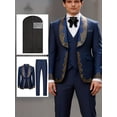 thumbnail image 1 of Beauty-Emily Men's 3-Piece Suit Set with Gold Accents – Blazer, Vest & Pants with Dust Bag, Formal Outfit for Wedding, Business & Gala, 1 of 9