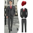 thumbnail image 1 of Beauty-Emily Men's 4-Piece Boutique Suit Set, Blazer, Vest, Pants & Red Tie, Elegant British Style Slim Fit Formal Attire for Business, Wedding, Banquet & Special Events, 1 of 7