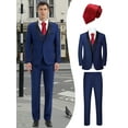 thumbnail image 1 of Beauty-Emily Men's 4-Piece Boutique Suit Set, Blazer, Vest, Pants & Red Tie, Elegant British Style Slim Fit Formal Attire for Business, Wedding, Banquet & Special Events, 1 of 7
