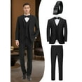 thumbnail image 1 of Beauty-Emily Men's 4-Piece Business Suit Set, Jacket, Vest, Pants, Waistband, V-Neck, for Weddings, Dances, Business Events, 1 of 8