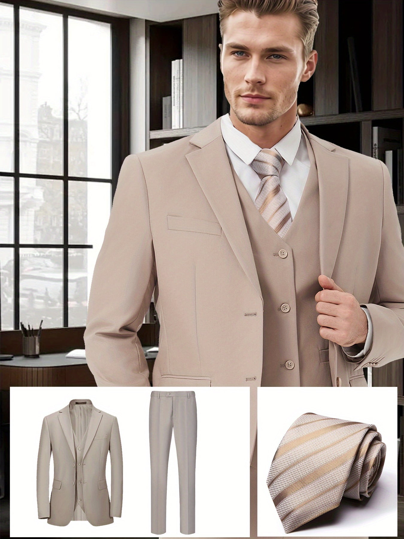 Men's Four-Piece Men's Vest Set Pale turquoise ~ Light Blue Stage Party Also available in Big and Tall Sizes main image 1