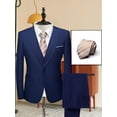 thumbnail image 1 of Beauty-Emily Men's 4-Piece Dark Blue Suit Set, Jacket, Vest, Pants, Multiple Ties, for Wedding, Business, Party, Banquet, Interview, Formal Events, Graduatio, 1 of 8