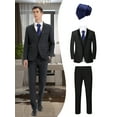 thumbnail image 1 of Beauty-Emily Men’s 4-Piece Formal Suit Set, Blazer, Vest, Pants & Blue Tie, British Style Slim Fit Attire for Groom, Weddings & Banquets, 1 of 8