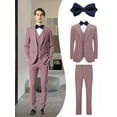 thumbnail image 1 of Beauty-Emily Men’s 4-Piece Striped Business Suit, Blazer, Vest, Pants & Bow Tie, Formal Slim Fit Attire for Office, Meetings & Events, 1 of 7