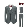 thumbnail image 1 of Beauty-Emily Men's 4-Piece Striped Suit Set, Blazer, Vest, Pants, Burgundy Bow Tie, for Wedding, Business, Party, Banquet, Prom, Formal Events, Graduation, 1 of 7