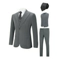 thumbnail image 1 of Beauty-Emily Men's 4-Piece Striped Suit Set, Blazer, Vest, Pants, Striped Tie, for Wedding, Business, Party, Banquet, Prom, Formal Events, Graduation, 1 of 8