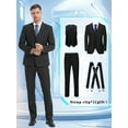 thumbnail image 1 of Beauty-Emily Men's 4-Piece Suit Set with Blazer, Vest, Pants & Strap Clip – Lapel Collar, Two-Button, Flap Pockets, Wedding, Party & Business Formal Wear, 1 of 7