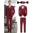 thumbnail image 1 of Beauty-Emily Men's 5-Piece Formal Suit Set, Jacket, Vest, Pants, Red Bow Tie, Black Bow Tie, for Wedding, Business, Party, Banquet, Prom, Formal Events, Graduation, 1 of 8