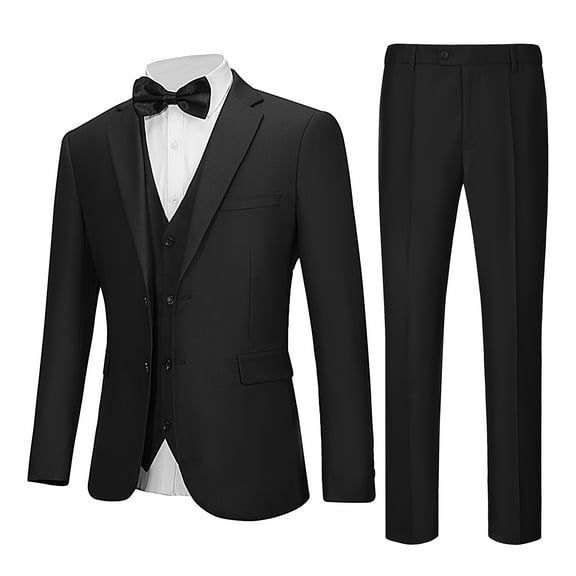 Beauty-Emily Men's British Style Double Breasted Slim Suit Business Three Piece Jacket Vest Pants Men's Business Gentleman High Quality Men's Suit Wedding Party
