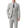thumbnail image 1 of Beauty-Emily Men's Plaid Suit Set, 3 Pcs Single Breasted Peak Lapel Blazer Vest & Pants, Slim Fit Formal Wear for Wedding, Prom & Party, 1 of 12