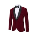 thumbnail image 1 of Beauty-Emily Men's Single-breasted Shawl Collar Velor Suit Jacket with Pocket Design for Casual Party Occasions Blazer Masculino Men Dress Coat, 1 of 7