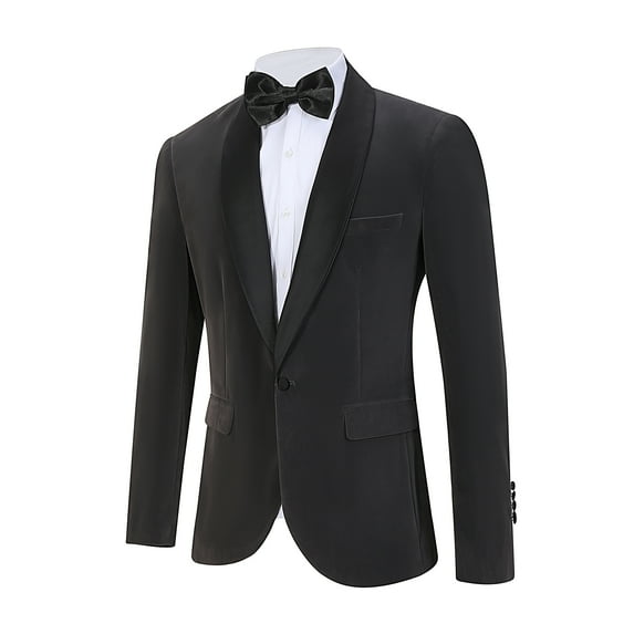 Beauty-Emily Men's Single-breasted Shawl Collar Velor Suit Jacket with Pocket Design for Casual Party Occasions Blazer Masculino Men Dress Coat