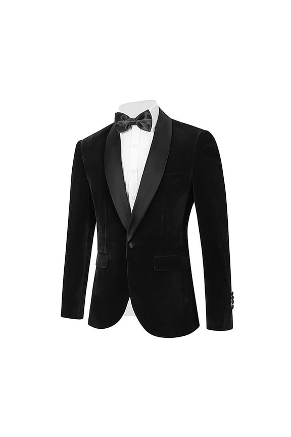 Men's Single-breasted Shawl Collar Velor Suit Jacket with Pocket Design for Casual Party Occasions Blazer Masculino Men Dress Coat