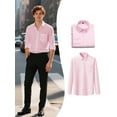 thumbnail image 1 of Beauty-Emily Men's Slim-Fit Long Sleeve Shirt, Breathable, Solid Color V-Neck, for Work, Casual, Business, Office, Spring Summer Wear, Easy Care, 1 of 5
