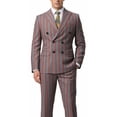 thumbnail image 1 of Beauty-Emily Men's Striped Double-Breasted Suit Set – Slim Fit 2-Piece Blazer & Pants, Bold Vertical Stripe Formal Suit for Party, Prom & Business, 1 of 11
