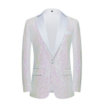 Beauty-Emily Men's Suit Jacket Triangle Sequin Evening Banquet Performance Costume Slim Wedding Suit for Prom