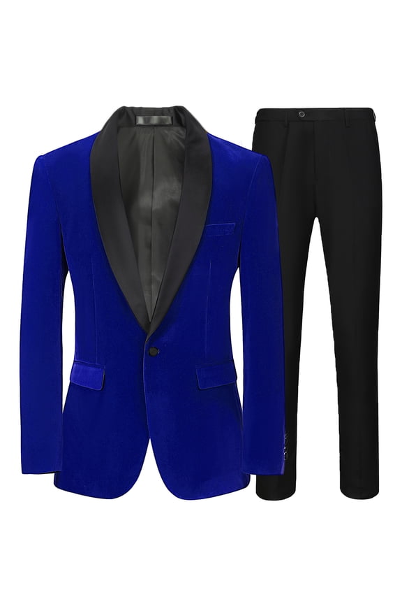 Beauty Emily Men's Suit Set Velvet Jacket and Pants Wedding Party Best Man Banquet Classic Costume