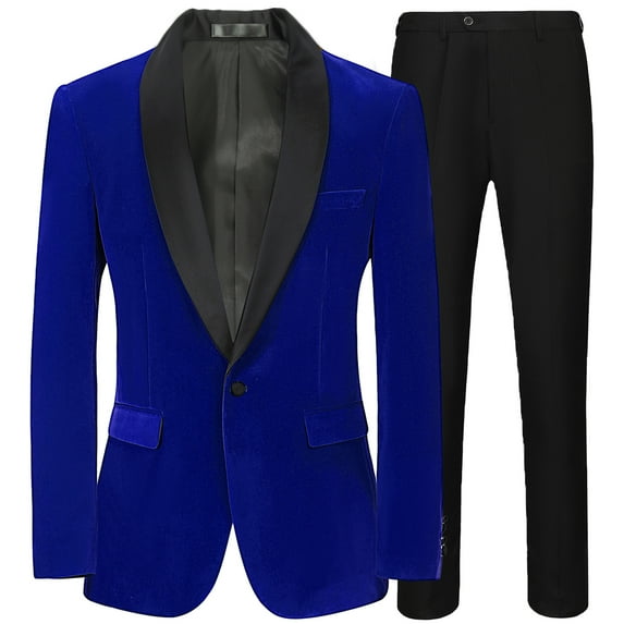 Beauty Emily Men's Suit Set Velvet Jacket and Pants Wedding Party Best Man Banquet Classic Costume