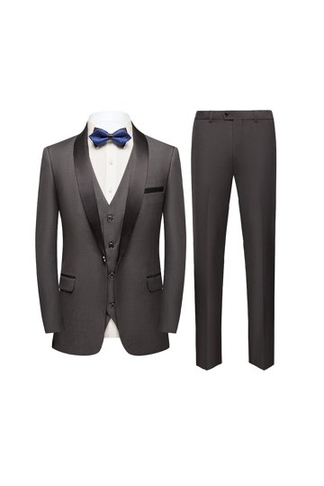grey dress pants black vest Men's One Button Closure Grey Suit Jacket + Pants Combination – Black Dress  Pants main image 0