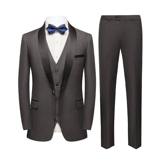 Beauty Emily Mens 3-Piece Suit Notched Lapel One Button Slim Fit Formal Jacket Vest Pants Set