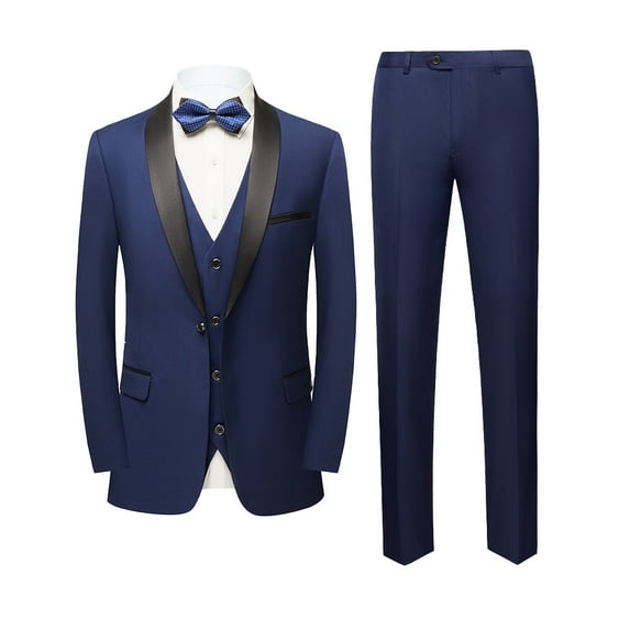 Beauty Emily Mens 3-Piece Suit Notched Lapel One Button Slim Fit Formal Jacket Vest Pants Set