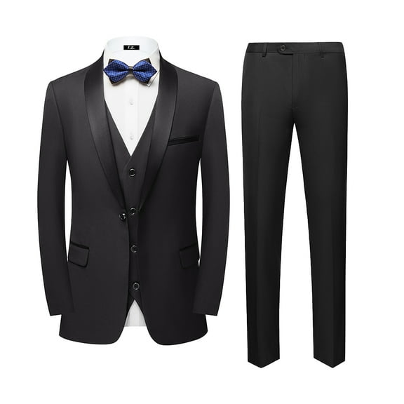 Beauty Emily Mens 3-Piece Suit Notched Lapel One Button Slim Fit Formal Jacket Vest Pants Set
