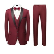 Beauty Emily Mens 3-Piece Suit Notched Lapel One Button Slim Fit Formal Jacket Vest Pants Set