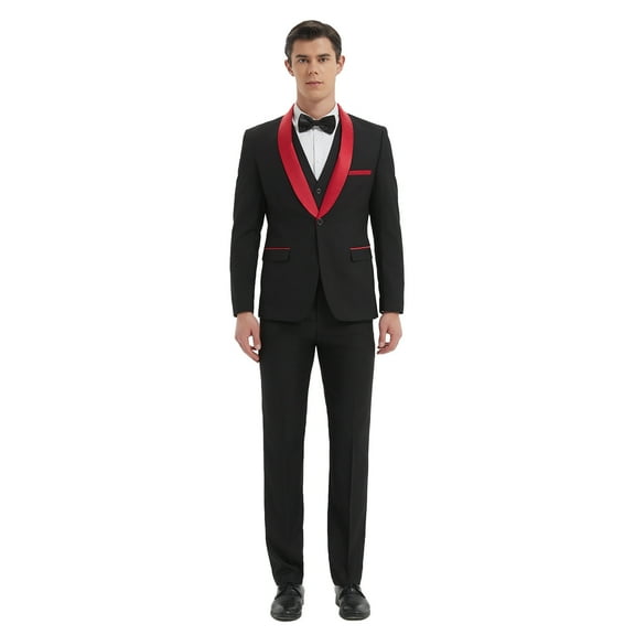 Beauty Emily New Men's Suit Korean Style Slim Fit 3-piece Suit Wedding Business Groom Groomsman 3-piece Suit Men's Dinner Jacket Vest Trouser Suit
