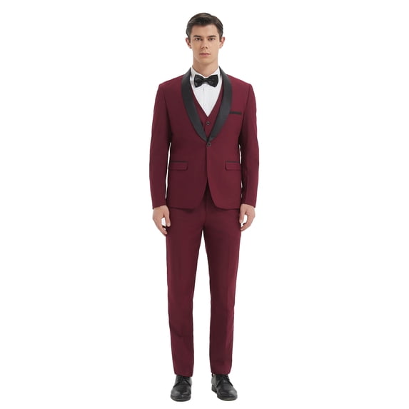 Beauty Emily New Men's Suit Korean Style Slim Fit 3-piece Suit Wedding Business Groom Groomsman 3-piece Suit Men's Dinner Jacket Vest Trouser Suit