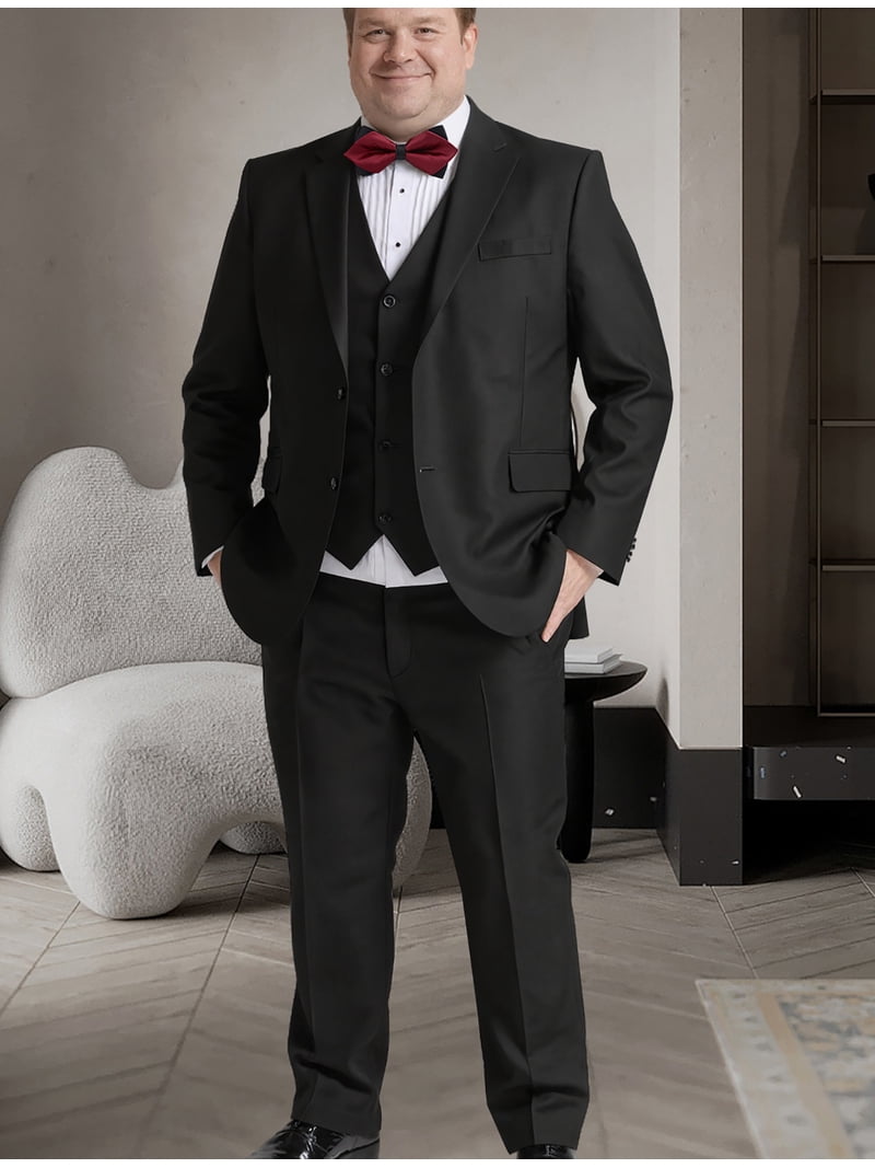 Beauty-emily Plus Size Mens 3 Piece Suit Set Blazer Vest Pants Two Button Lapel Business Formal Wedding Office Interview Elegant Attire, Men's, Size