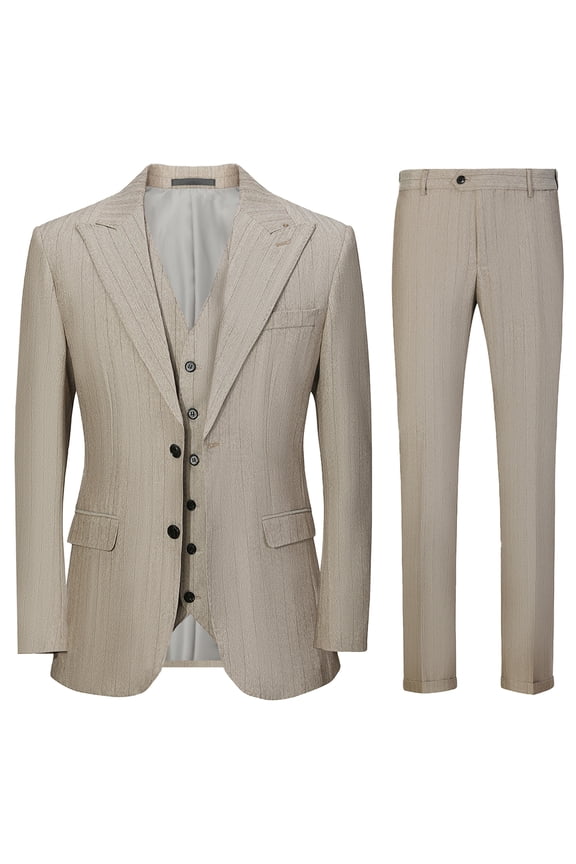 Beauty Emily's new men's suit, new vertical striped suit jacket, suit vest, suit pants three piece set, two button suit, suitable for weddings, business banquets, parties, daily wear