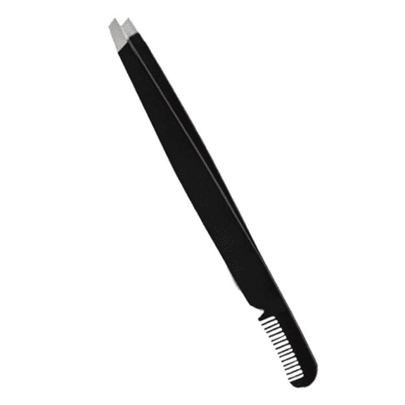 Beauty Glam 313 Slanted Tip Precision Eyebrow Tweezer, Stainless Steel, Black