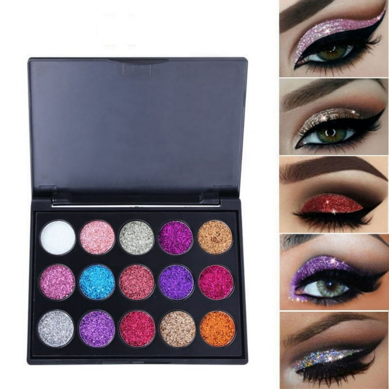 Beauty Glazed 15 Colors Glitter Eyeshadow Palette Shimmer Ultra Pigmented Makeup Eye Shadow Powder Long Lasting Waterproof