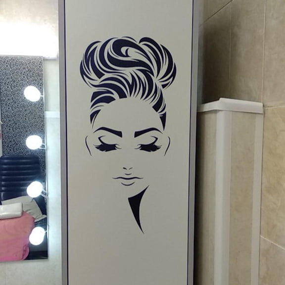Beauty Hair Salon Hairstyle Girl Face Makeup Vinyl Wall Decal Home Decor art Mural Removable Wall Stickers for Girls Room 42x86cm