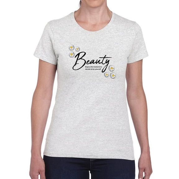 Beauty Lettering With Daisy T-Shirt Women -Image by Shutterstock, Female 3X-Large