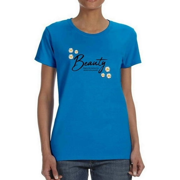Beauty Lettering With Daisy T-Shirt Women -Image by Shutterstock, Female 4X-Large